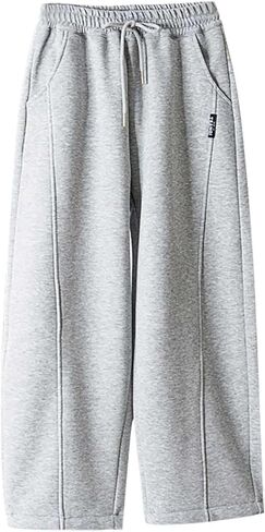 Baggy Sweatpants Boys Straight Leg Open Bottom Sweat Pants Teen Kids Elastic Waist Drawstring Joggers Sweats with Pockets in Saudi Arabia