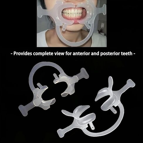 Dental Mouth Opener Cheek Lip Retractor Soft C-Shape Teeth Whitening Cheek Retractor with Handle 2Pcs (Small and Large) in Kuwait