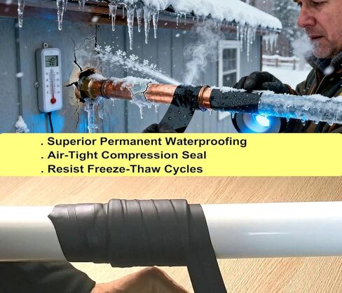 2" x 12FT Military-Grade Self-Fusing Tape | 65mil Thick Silicone-Butyl Composite | IP68 Permanent Waterproof Seal & 35KV Insulation | for Heavy-Duty Pipe, Electrical & Outdoor Repair in Kuwait