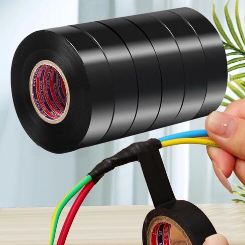 Black PVC Electrical Insulation Flame Retardant Tape Waterproof Self-Adhesive Electrical Wire High Voltage Tape,6m*1.5cm (4PCS) in Saudi Arabia