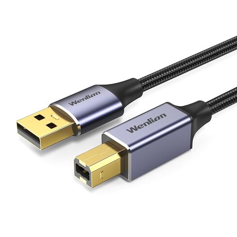 كابل طابعة USB 2.0 بطول 3.3 أقدام، كابل USB A إلى B بسرعة 480 ميجابت في الثانية مع فلتر ضوضاء من الفريت، موصل مطلي بالذهب، سلك مجدول من النايلون متوافق مع لوحة مفاتيح HP Canon Epson Brother Printer Scanner MIDI DAC in Kuwait