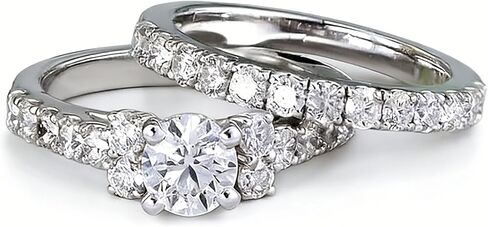 Mnyixsi Moissanite Wedding Ring Set for Women Round-Cut Clarity Sterling Silver Engagement Bridal Ring Set of 2PCS Bridal Ring Sets Emerald Cut CZ Engagement Rings Vintage Promise Rings Size 8 in Saudi Arabia