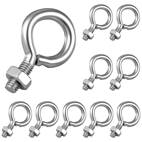 10 قطع M3x8mm آلات رفع العين الترباس، 304 الفولاذ المقاوم للصدأ الخيوط المسمار Eyebolt الكتف مع المكسرات لتعليق أو تأمين الكابلات in Kuwait