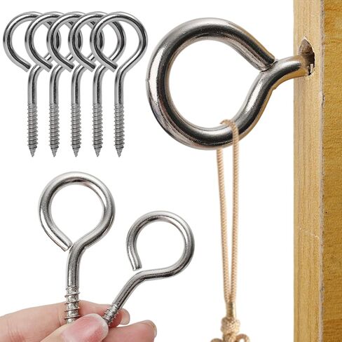 M5 M6 Stainless Steel Screw Eye Bolts Spiral Handle Self Tapping Screws Hook Ring Eyelet Hooks for Indoor and Outdoor Hanging (M6*80) in Saudi Arabia