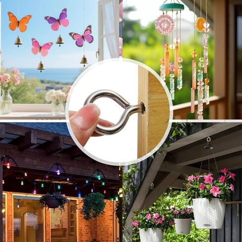 M5 M6 Stainless Steel Screw Eye Bolts Spiral Handle Self Tapping Screws Hook Ring Eyelet Hooks for Indoor and Outdoor Hanging (M6*80) in Saudi Arabia