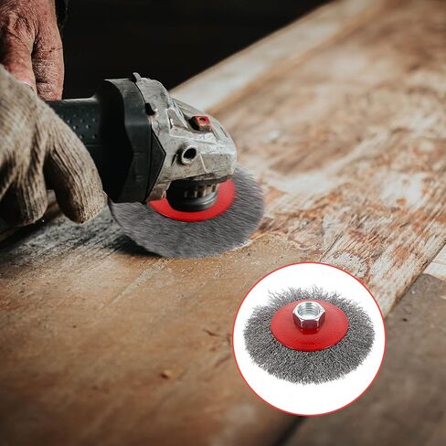 10-Pack Stainless Steel Wire Wheel & Cup Brush Set for 4-1/2" Angle Grinder - 4 & 3 Inch Knotted and Crimped Brushes with 5/8"-11 Threaded Arbor for Rust, Paint, Weld Removal in Saudi Arabia