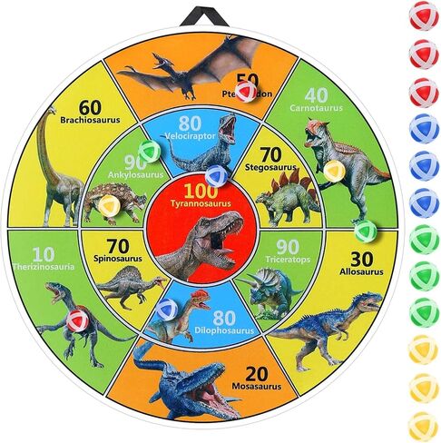 30 Inch LED Dart Board Kids Game,12PCS Sticky Balls,Indoor/Outdoor Sports Carnival Games Yard Party, Suitable for 3 4 5 6 7 8 9 10 Years Old Boys and Girls Birthday Gifts Dinosaur Toys in Kuwait