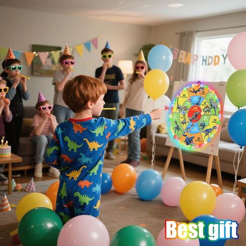 30 Inch LED Dart Board Kids Game,12PCS Sticky Balls,Indoor/Outdoor Sports Carnival Games Yard Party, Suitable for 3 4 5 6 7 8 9 10 Years Old Boys and Girls Birthday Gifts Dinosaur Toys in Kuwait