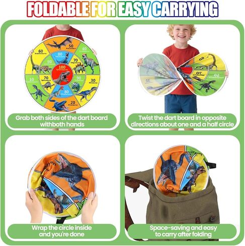 30 Inch LED Dart Board Kids Game,12PCS Sticky Balls,Indoor/Outdoor Sports Carnival Games Yard Party, Suitable for 3 4 5 6 7 8 9 10 Years Old Boys and Girls Birthday Gifts Dinosaur Toys in Kuwait