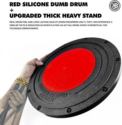 وسادة تدريب الطبل مع حامل، وسادة طبلة غبية من السيليكون مقاس 12 بوصة، وسادة تدريب محمولة بدون ضوضاء مع حامل ثلاثي القوائم عالي التحمل، ملمس واقعي وقاعدة ثابتة للتمرين الهادئ، للمبتدئين والمحترفين in Kuwait