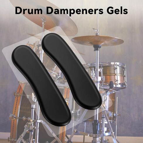 EASTROCK Drum Damper Gel Pads, 8 Pieces Long Black Silicone Gel Pads Drum Silencers for Snare, Drum Cymbal Tone Control Overtone Resonance (Black) in Saudi Arabia