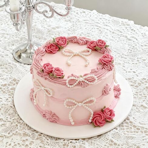 Pearl Bow Cake Topper Bowknot Ribbons Coquette Bow Cake Dessert Picks for Decorations Bridal Baby Shower Birthday Wedding in Kuwait