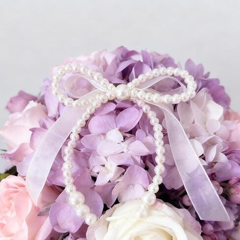 Pearl Bow Cake Topper Bowknot Ribbons Coquette Bow Cake Dessert Picks for Decorations Bridal Baby Shower Birthday Wedding in Kuwait