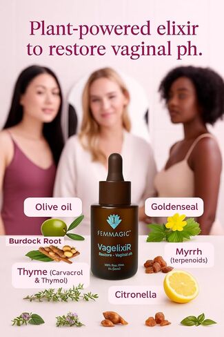Vagelixir Yoni Elixir – Restores pH Balance, Deodorizes & Moisturizes, Prebiotic, Organic Herbal Soothing Blend for Sensitive Vaginal Care, Toxin-Free Formula. EST. 2015 in Saudi Arabia