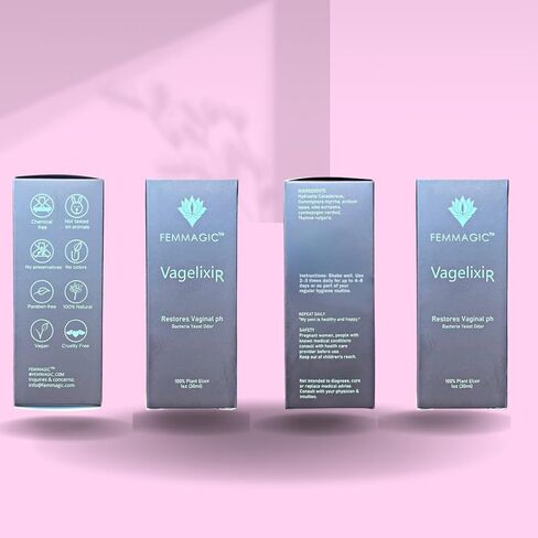 Vagelixir Yoni Elixir – Restores pH Balance, Deodorizes & Moisturizes, Prebiotic, Organic Herbal Soothing Blend for Sensitive Vaginal Care, Toxin-Free Formula. EST. 2015 in Saudi Arabia