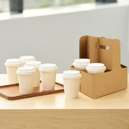 60 قطعة من ورق كرافت البني 2 كوب حامل مشروبات بمقبض - حامل أكواب من الورق المقوى كرافت للاستعمال مرة واحدة للمشروبات الساخنة أو الباردة، حامل أكواب للطلبات الخارجية وحامل قهوة لتوصيل الطعام، صينية مشروبات سعة 2 كوب in Kuwait