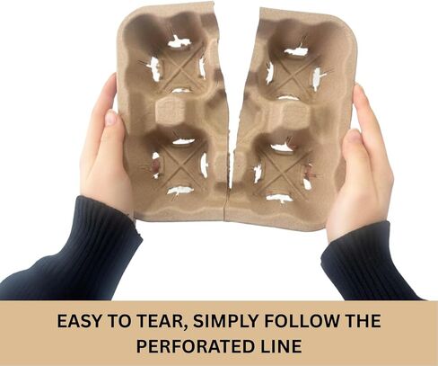 24/7 BAGS Tearable 4 to 2 Disposable Cup Drink Carrier Tray, 50 Pack, Pulp Fiber Cup Holder for 8-32 oz Cup, Hot & Cold Delivery Takeout in Kuwait