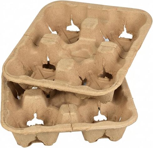 24/7 BAGS Tearable 4 to 2 Disposable Cup Drink Carrier Tray, 50 Pack, Pulp Fiber Cup Holder for 8-32 oz Cup, Hot & Cold Delivery Takeout in Kuwait