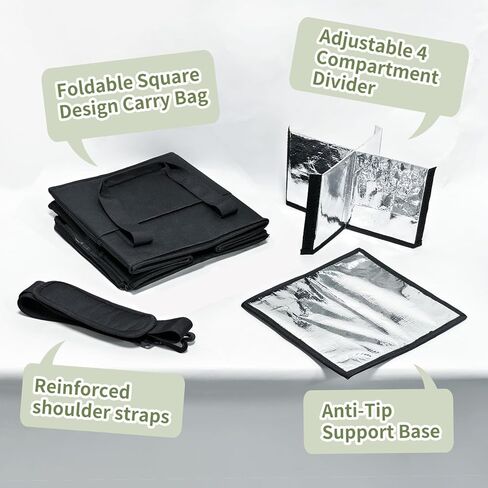 حامل مشروبات قابل لإعادة الاستخدام مع مقبض، حقيبة حامل أكواب القهوة المحمولة المعزولة بـ 4 أكواب مع حزام كتف وفواصل قابلة للتعديل، صينية قابلة للطي، علبة زجاجة مياه، مشروبات مشروبات، لتوصيل بورتا فاسوس بارا in Kuwait