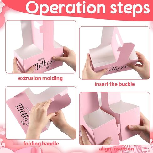 Ctosree 24 Pack 2 Cup Drink Carrier with Handle for Mother's Day Disposable Paperboard Beverage Cupholder with Ribbon for Hot Cold Drink, Take out Cup Carriers to Go Coffee Cupholder for Food Delivery in Saudi Arabia