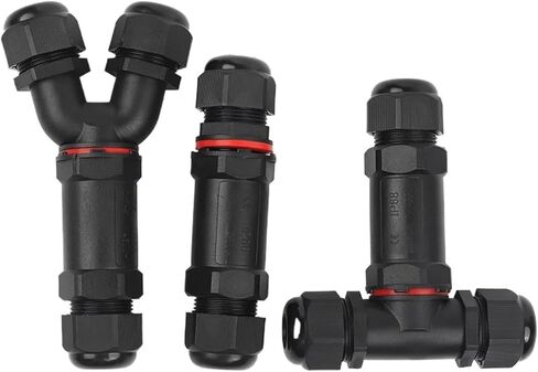 IP68 M20/M25 Waterproof Connector I/Y/T Shape LED Lighting Outdoor Sealed Wire 2/3/4/5 Pin Screw Terminal Adapter(T1M20-2P(6-10mm)) in Kuwait