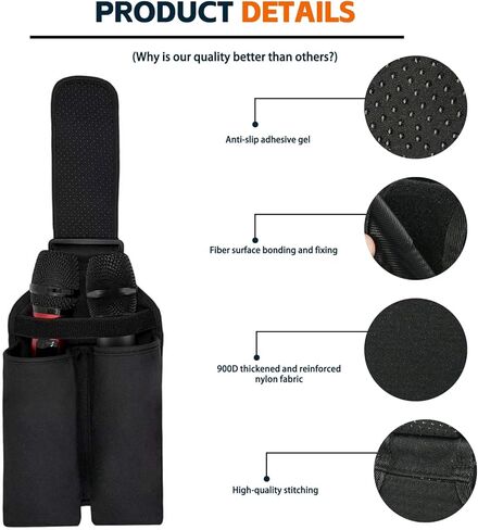 حافظة ميكروفون لاسلكي، حامل ميكروفون مزدوج وحقيبة ميكروفون، متوافقة مع نظام ميكروفونين لاسلكي JBL وJBL Partybox 110/120/310/320/710، غطاء واقٍ للميكروفونات المحمولة - حقيبة فقط in Kuwait