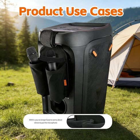 حافظة ميكروفون لاسلكي، حامل ميكروفون مزدوج وحقيبة ميكروفون، متوافقة مع نظام ميكروفونين لاسلكي JBL وJBL Partybox 110/120/310/320/710، غطاء واقٍ للميكروفونات المحمولة - حقيبة فقط in Kuwait