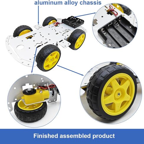 DIY Robot Smart Car Metal Chassis Kit 4WD Car Arduino Programming Kit with TT Motor Speed Encoder Learn Arduino/Microbit/Raspberry Pi for Adult Age 15+ (Unassembled) in Saudi Arabia