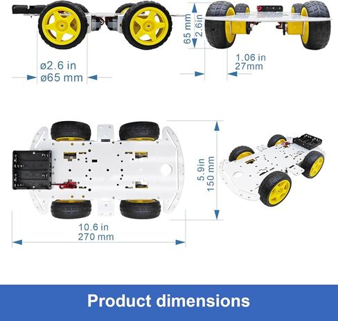 DIY Robot Smart Car Metal Chassis Kit 4WD Car Arduino Programming Kit with TT Motor Speed Encoder Learn Arduino/Microbit/Raspberry Pi for Adult Age 15+ (Unassembled) in Saudi Arabia