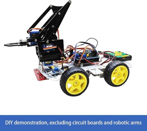 DIY Robot Smart Car Metal Chassis Kit 4WD Car Arduino Programming Kit with TT Motor Speed Encoder Learn Arduino/Microbit/Raspberry Pi for Adult Age 15+ (Unassembled) in Saudi Arabia