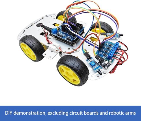 DIY Robot Smart Car Metal Chassis Kit 4WD Car Arduino Programming Kit with TT Motor Speed Encoder Learn Arduino/Microbit/Raspberry Pi for Adult Age 15+ (Unassembled) in Saudi Arabia