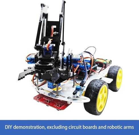 DIY Robot Smart Car Metal Chassis Kit 4WD Car Arduino Programming Kit with TT Motor Speed Encoder Learn Arduino/Microbit/Raspberry Pi for Adult Age 15+ (Unassembled) in Saudi Arabia