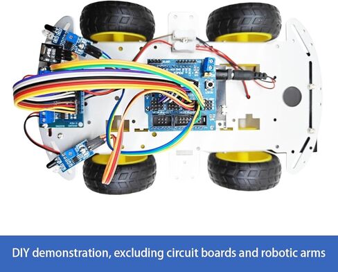 DIY Robot Smart Car Metal Chassis Kit 4WD Car Arduino Programming Kit with TT Motor Speed Encoder Learn Arduino/Microbit/Raspberry Pi for Adult Age 15+ (Unassembled) in Saudi Arabia