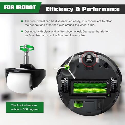استبدال مجموعة الكرة ذات العجلات الأمامية متعددة الزوايا متوافقة مع مكانس الروبوت iRobot Roomba 500 و600: 590، 595، 599، 606، 610، عبوتان in Saudi Arabia