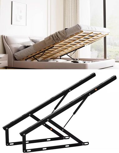 Heavy Duty Hydraulic Storage Bed Lift Mechanism Kit, 1 Pair of Folding Lift Up Hinges for Bed Frame & Sofa Bed, Space Saving Solution(Black,2ft/60cm) in Saudi Arabia