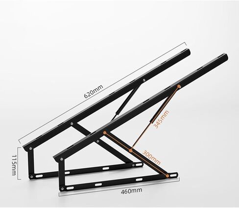 Heavy Duty Hydraulic Storage Bed Lift Mechanism Kit, 1 Pair of Folding Lift Up Hinges for Bed Frame & Sofa Bed, Space Saving Solution(Black,2ft/60cm) in Saudi Arabia