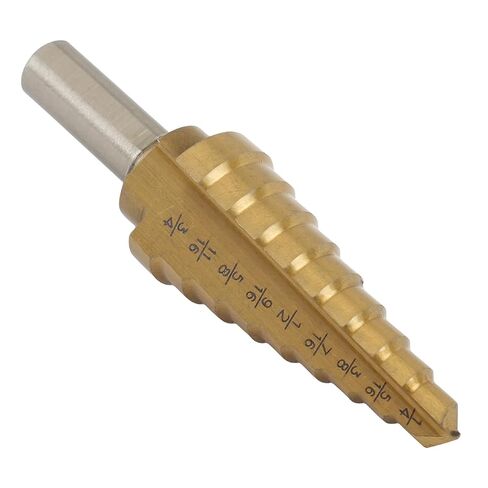 OEMTOOLS 26534 Step Drill Bit, 1/4 in to 3/4 in Step Bit Sizes, Two-Flute Design for Smooth Accurate Cuts, Precision Split-Point Tip, Titanium Coated with Hex Shank for Power Tools in Saudi Arabia