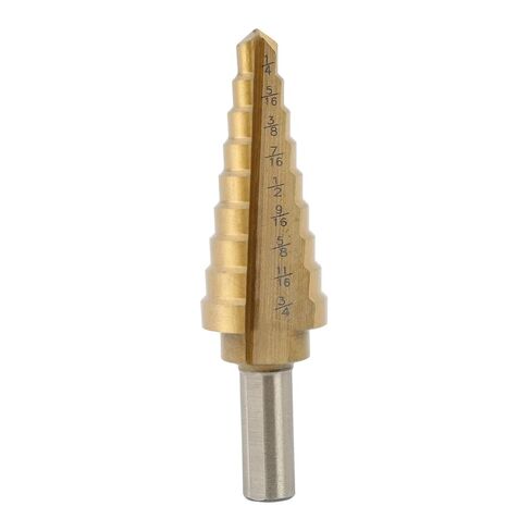 OEMTOOLS 26534 Step Drill Bit, 1/4 in to 3/4 in Step Bit Sizes, Two-Flute Design for Smooth Accurate Cuts, Precision Split-Point Tip, Titanium Coated with Hex Shank for Power Tools in Saudi Arabia