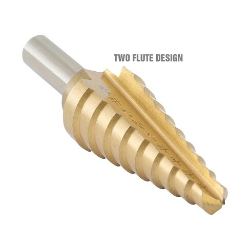 OEMTOOLS 26534 Step Drill Bit, 1/4 in to 3/4 in Step Bit Sizes, Two-Flute Design for Smooth Accurate Cuts, Precision Split-Point Tip, Titanium Coated with Hex Shank for Power Tools in Saudi Arabia
