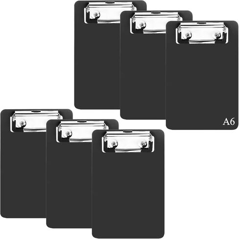 6 PCS Mini Clipboard,Acrylic Small Clipboards,Black Memo Size Notepads Pocket Clip Boards,4x6 Plastic Colorful Clipboard with Retaining Clips for Classroom Restaurants Office in Kuwait