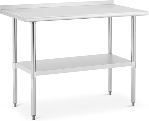 Stainless Steel Work Table with Backsplash, 24x48 Inch Commercial Kitchen Prep Table, NSF Certified Heavy Duty Workstation for Restaurant, Bakery, Home Kitchen in Kuwait