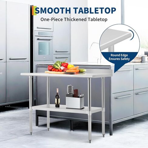 Stainless Steel Work Table with Backsplash, 24x48 Inch Commercial Kitchen Prep Table, NSF Certified Heavy Duty Workstation for Restaurant, Bakery, Home Kitchen in Kuwait