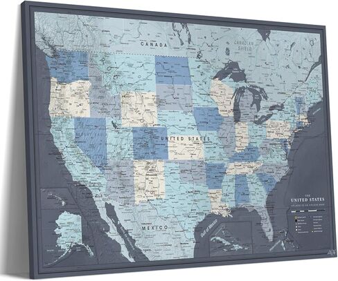 US Travel Map With Push Pins on Canvas - Travel Tracker and Wall Map for Home or Office - Mark States, Cities, and Natural Features to Celebrate Adventures - Ready to Hang - 40 x 30 |Pin Adventure Map in Kuwait