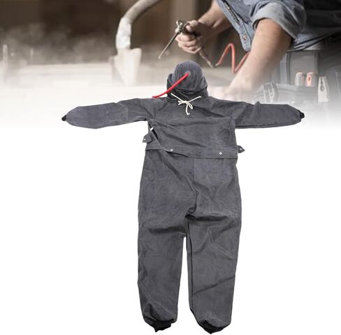 Sandblasting Suit, Rubber Cloth Erosion Proof Protective Workwear with Built in Safety Helmet and Air Inlet Pipe, for Spray Painting Cutting Sandblasting Cleaning in Saudi Arabia