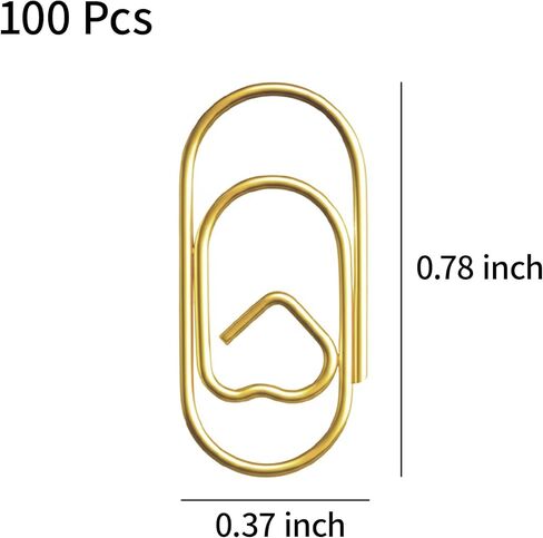 100 Pcs Small Gold Paper Clips Love Heart Shaped Paperclips Stainless Steel in Tinplate Paper Clips Holder for Office School Home Desk Organizers in Kuwait