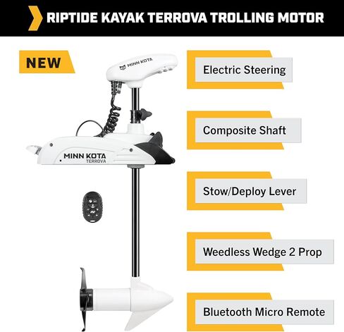 Minn Kota Riptide Kayak Terrova Bow-Mount Electric Trolling Motor with GPS, 55 Lb. Thrust, 36 in. Shaft, Saltwater in Saudi Arabia