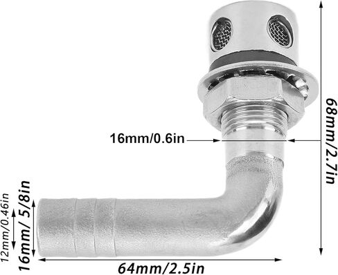 Boat Fuel Tank Vent, Boat Gas Tank Vent 90° Durable for 5/8in Hoses in Kuwait