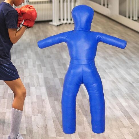 Grappling Dummy 130cm, Unfilled, Sturdy Mannequin Exercise Kickboxing Training Prop, Practical Punching Dummy PU, Blue in Kuwait