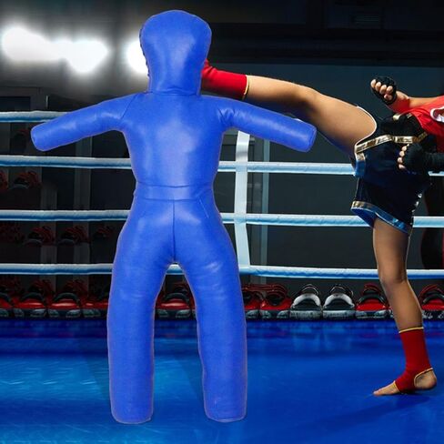 Grappling Dummy 130cm, Unfilled, Sturdy Mannequin Exercise Kickboxing Training Prop, Practical Punching Dummy PU, Blue in Kuwait