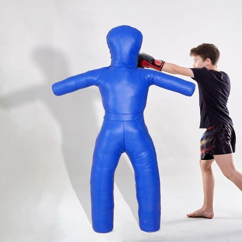 Grappling Dummy 130cm, Unfilled, Sturdy Mannequin Exercise Kickboxing Training Prop, Practical Punching Dummy PU, Blue in Kuwait